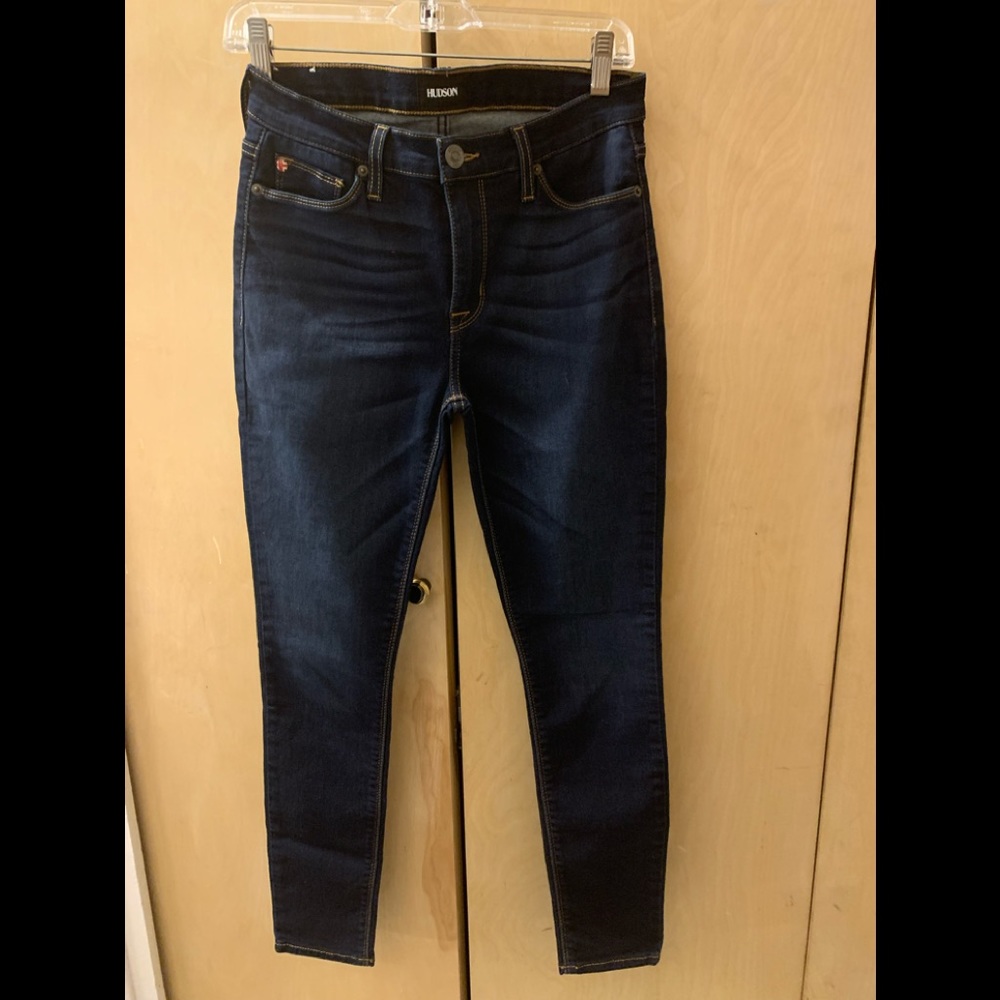 Hudson Dark Denim Crop Stretch Super Skinny Jeans